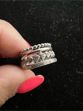 925 STERLING SILVER STACKED HEART BAND RING